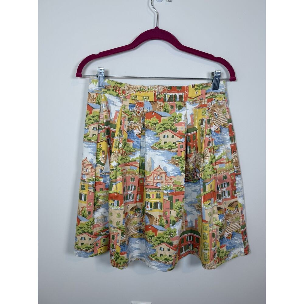 Beebop & Wally Pleated Coastal Europe Skirt Women's Size Large Retro Beachy - Picture 8 of 11